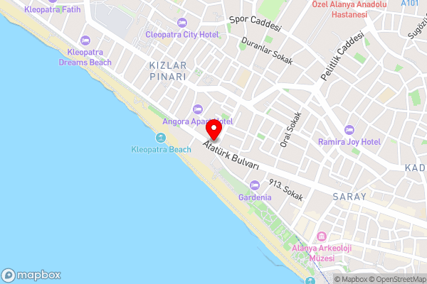 Alaiye Kleopatra Hotel - Hotel Location Map