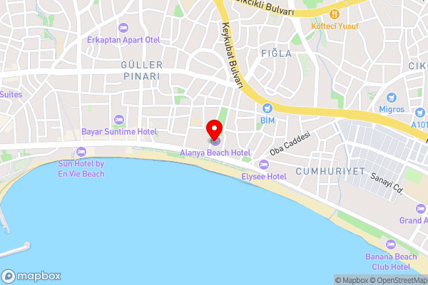 Alanya Beach Hotel - Hotel Location Map