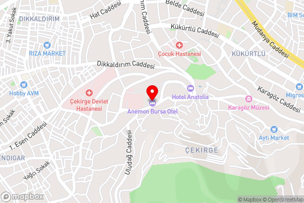 ANEMON KENT BURSA OTEL - Hotel Location Map