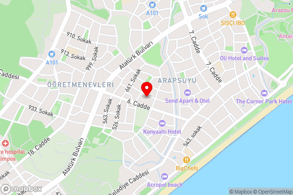 Antalya Konyaalti Walking Distance to Konyaalti Beach - Hotel Location Map