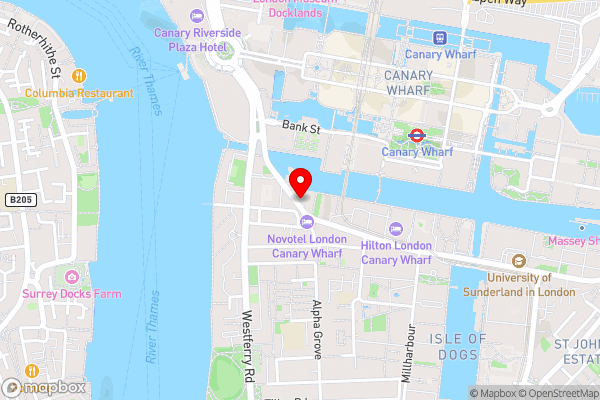 Britannia International Hotel Canary Wharf - Hotel Location Map