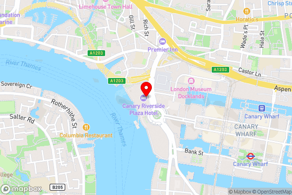 Canary Riverside Plaza Hotel - Hotel Location Map