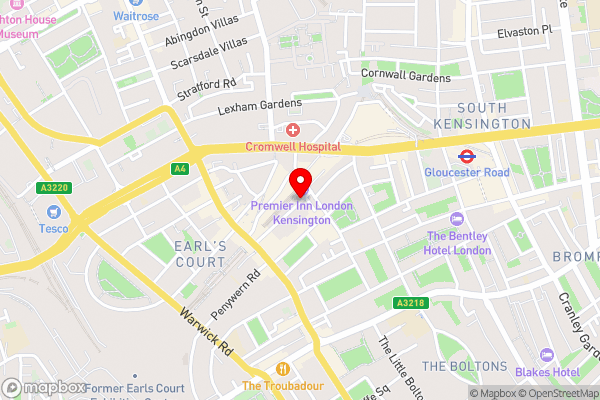 Earls Court Garden Hotel - Hotel Location Map