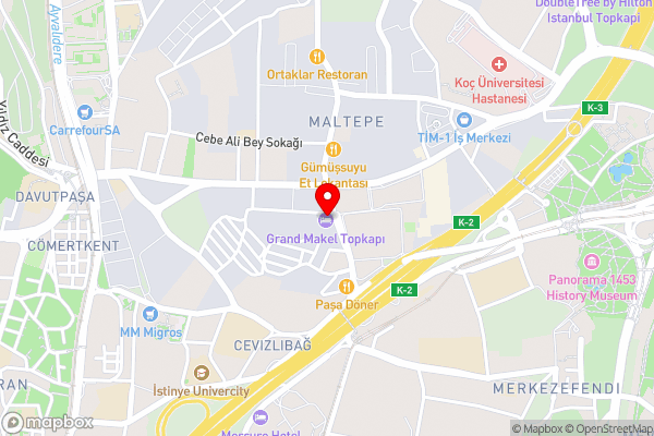 Grand Makel Hotel Topkapi - Hotel Location Map