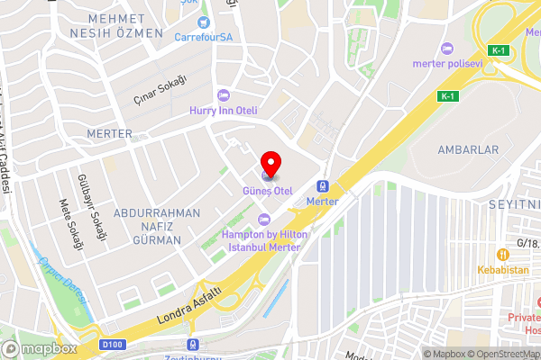 Güneş Hotel Merter - Hotel Location Map