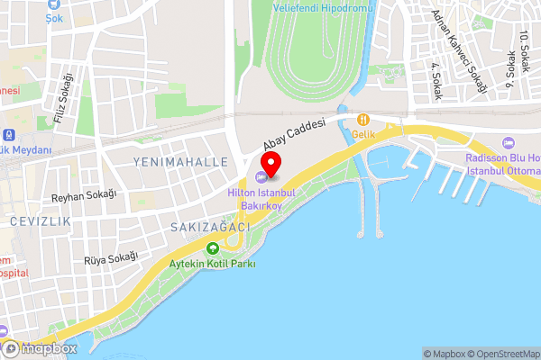 Hilton Istanbul Bakirkoy - Hotel Location Map