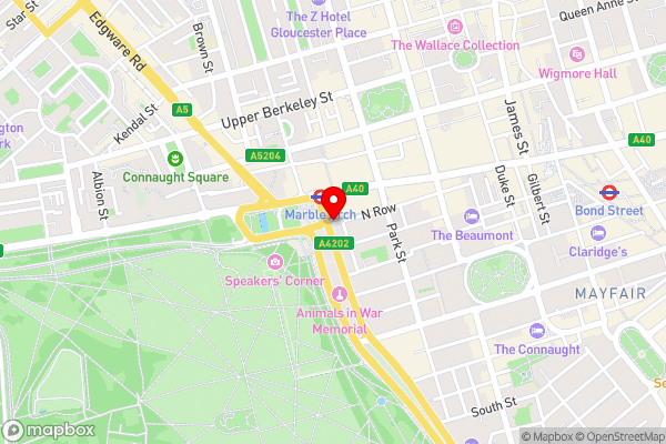 London Marriott Hotel Park Lane - Hotel Location Map