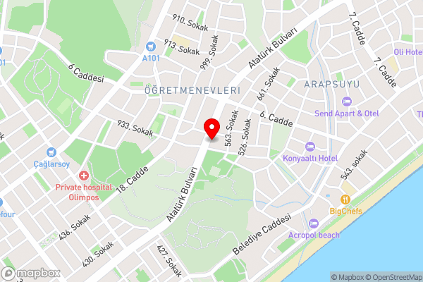 Lovely Flat with Terrace and View in Konyaalti - Hotel Location Map