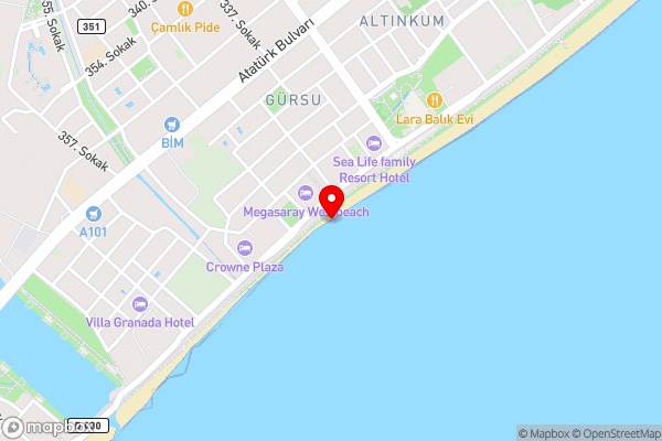 Megasaray Westbeach Antalya - All Inclusive - Hotel Location Map