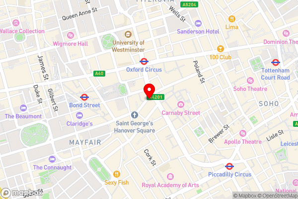 No.5 Maddox Street - Hotel Location Map