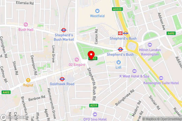 OYO Grantly Hotel, London Shepherd's Bush - Hotel Location Map