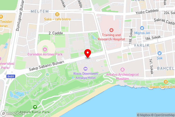 Rixos Downtown Antalya All Inclusive - The Land of Legends Access - Hotel Location Map