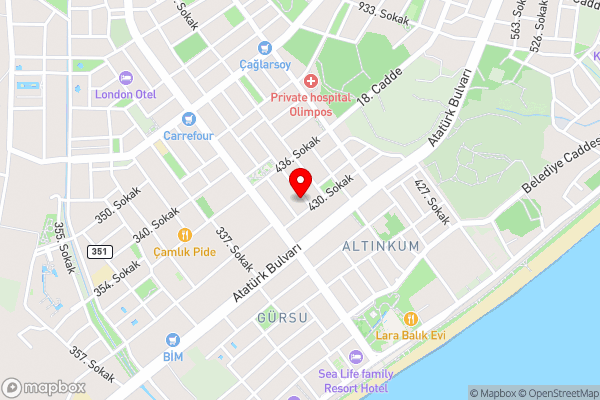 yeşil vadi 1 Konyaaltı beach - Hotel Location Map