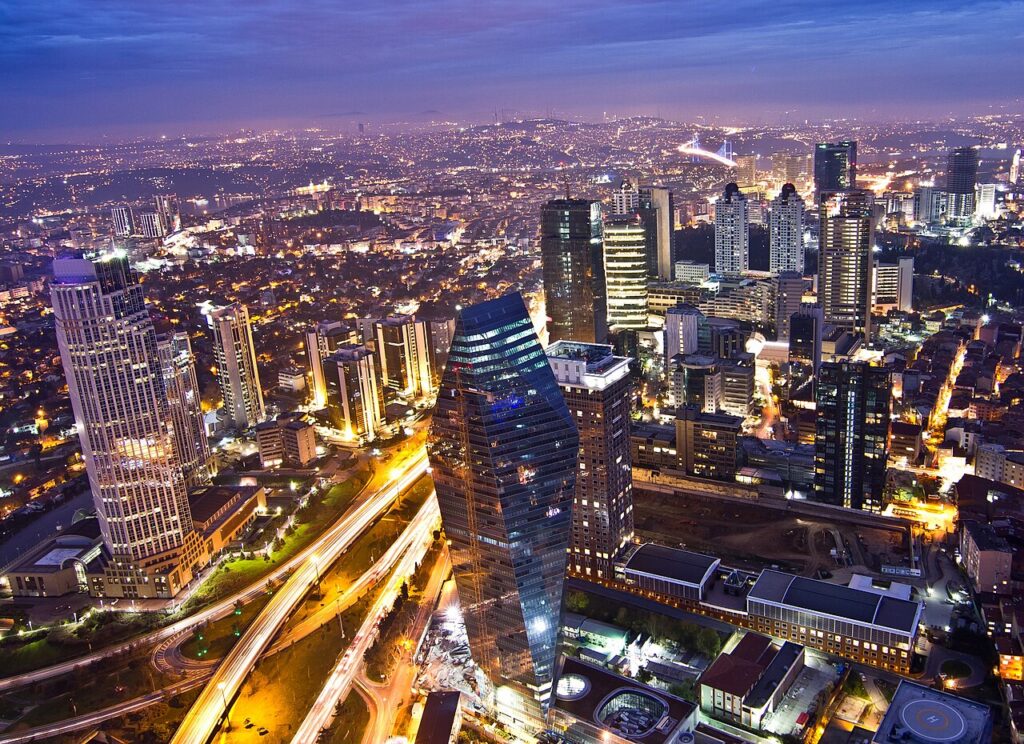 İstanbul'da Levent iş merkezi bölgesi