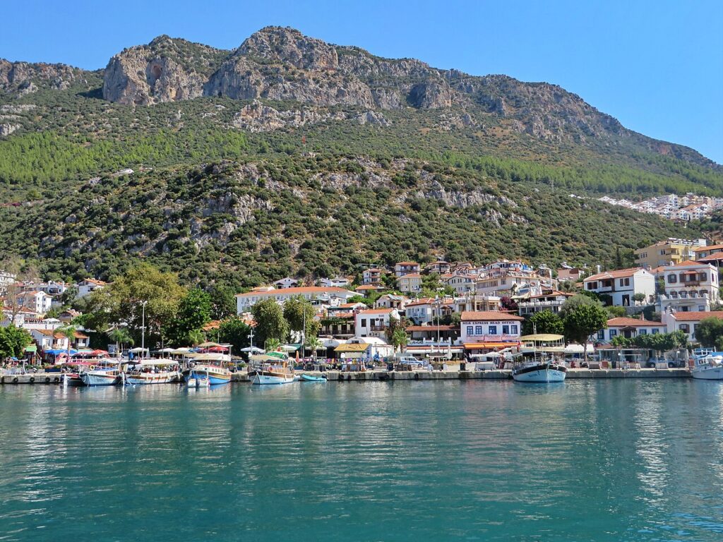 Kaş harbour, town and mountains